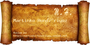 Martinko Honóriusz névjegykártya